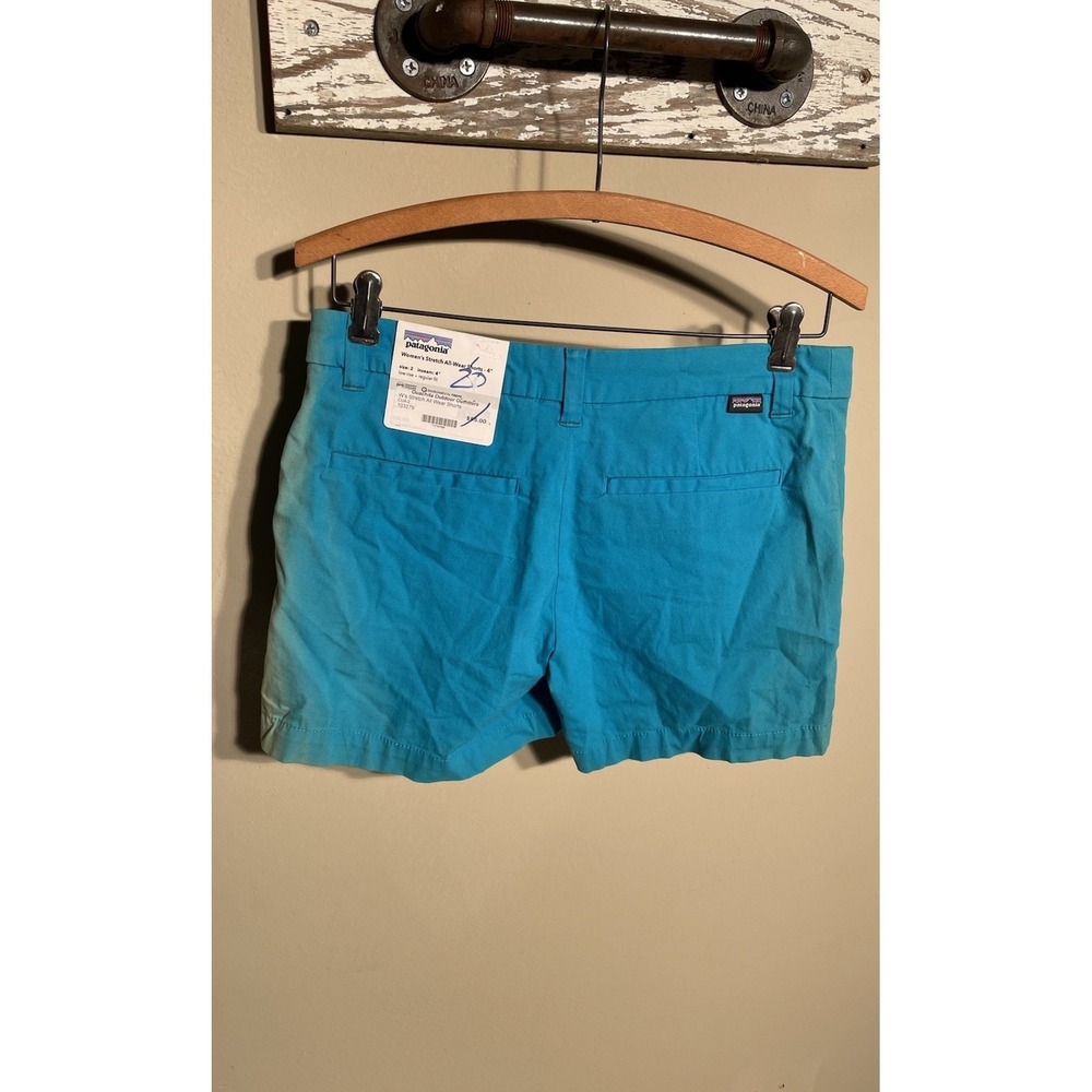 New Patagonia Women's Stretch All-Wear Shorts Size 2 4" inseam Turquoise LowRise
